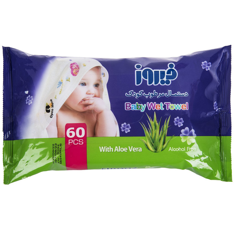 دستمال مرطوب فیروز با عصاره آلوئه‌ورا بسته 20 عددی