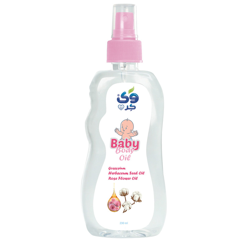 اسپری روغن بچه وی کر مدل روغن پنبه دانه و گل رز حجم 230 میلی لیتر