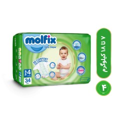 پوشک کودک مولفیکس مدل چسبی سایز 4 بسته 34 عددی